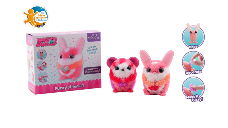 Fuzzy Fun animals, 3 assorted