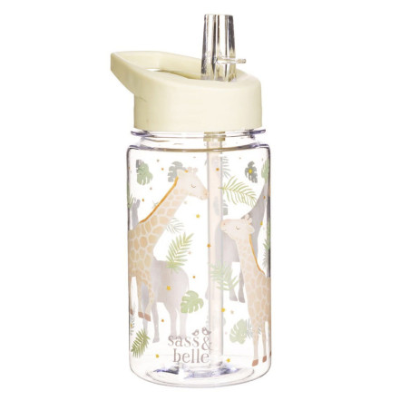 Sass & Belle Πλαστικό Παγούρι με Καλαμάκι Gigi Giraffe Μπεζ  400ml