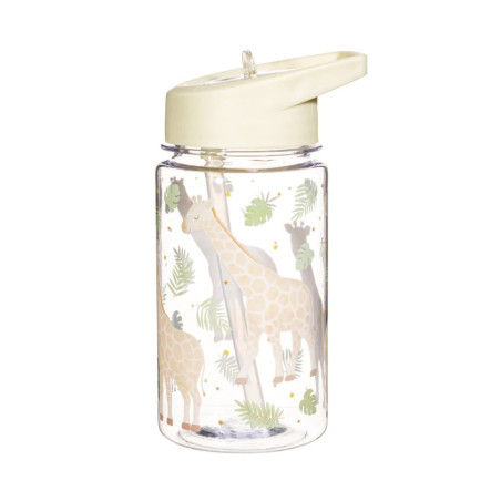 Sass & Belle Πλαστικό Παγούρι με Καλαμάκι Gigi Giraffe Μπεζ  400ml