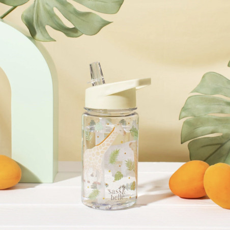 Sass & Belle Πλαστικό Παγούρι με Καλαμάκι Gigi Giraffe Μπεζ  400ml