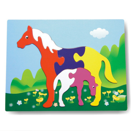 Ξύλινο Puzzle Ενσφήνωμα Αλογάκια