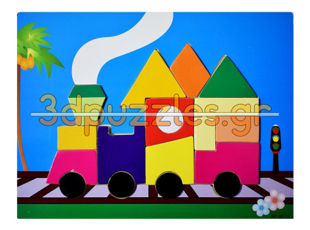 Ξύλινο Puzzle Ενσφήνωμα Τρενάκι