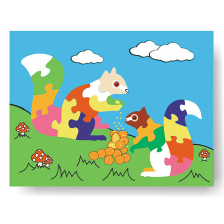 Ξύλινο Puzzle Ενσφήνωμα Σκιουράκια
