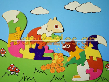 Ξύλινο Puzzle Ενσφήνωμα Σκιουράκια