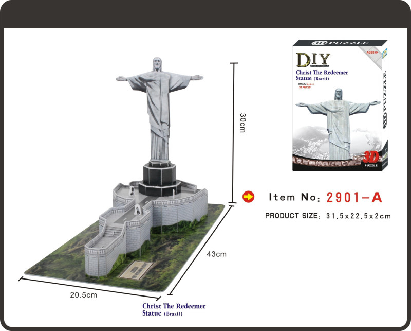 Άγαλμα Του Χριστού Βραζιλία 3D Puzzle