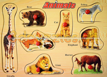 Ξύλινο Puzzle Ενσφηνώματα  Άγρια Ζώα της Ζούγλας