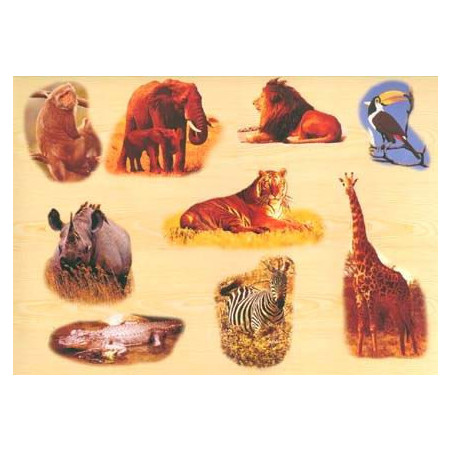 Ξύλινο Puzzle Ενσφηνώματα Άγρια Ζώα της Ζούγκλας