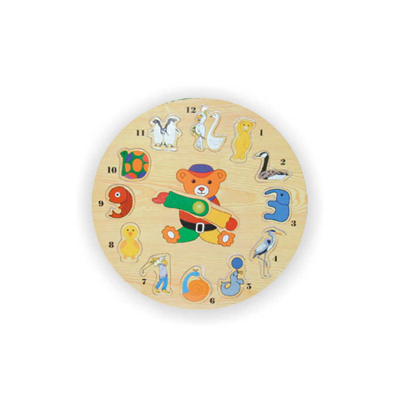 Ξύλινο Puzzle Ενσφηνώματα Ρολοι Με Ζωακια