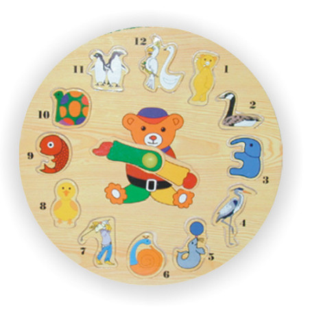 Ξύλινο Puzzle Ενσφηνώματα Ρολοι Με Ζωακια