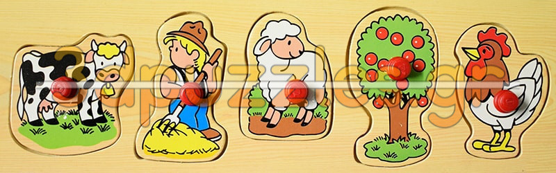 Ξύλινο Puzzle Ενσφηνώματα Μίνι Ενσφήνωμα: Φάρμα