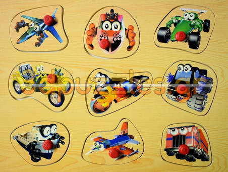 Ξύλινο Puzzle Ενσφηνώματα  Καρτούν Μεταφοράς