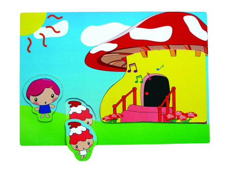 Ξύλινο Puzzle Ενσφηνώματα Μανιταροσπιτο