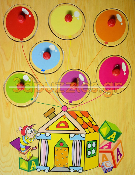 Ξύλινο Puzzle Ενσφηνώματα Μαθαίνω τα χρώματα