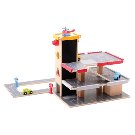 Joueco Ξύλινο garage με αξεσουάρ 20 τεμ